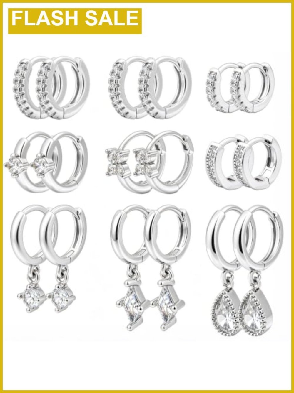 9 Pairs Gold Plated Chunky Hoop Earrings Set for Women Hypoallergenic